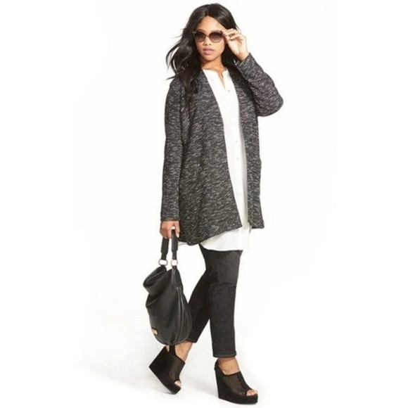 Eileen Fisher Micro-Tweed Knit Open Front Sweater Blazer Jacket Petite Medium - Picture 2 of 12